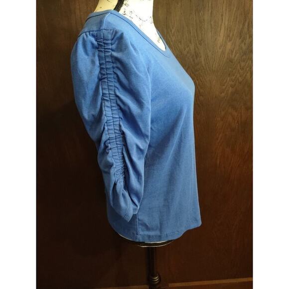 Lilly Pulitzer Belden Royal Blue Women's Large Blue Ruched 3/4 Sleeve Top Shirt - Picture 2 of 4